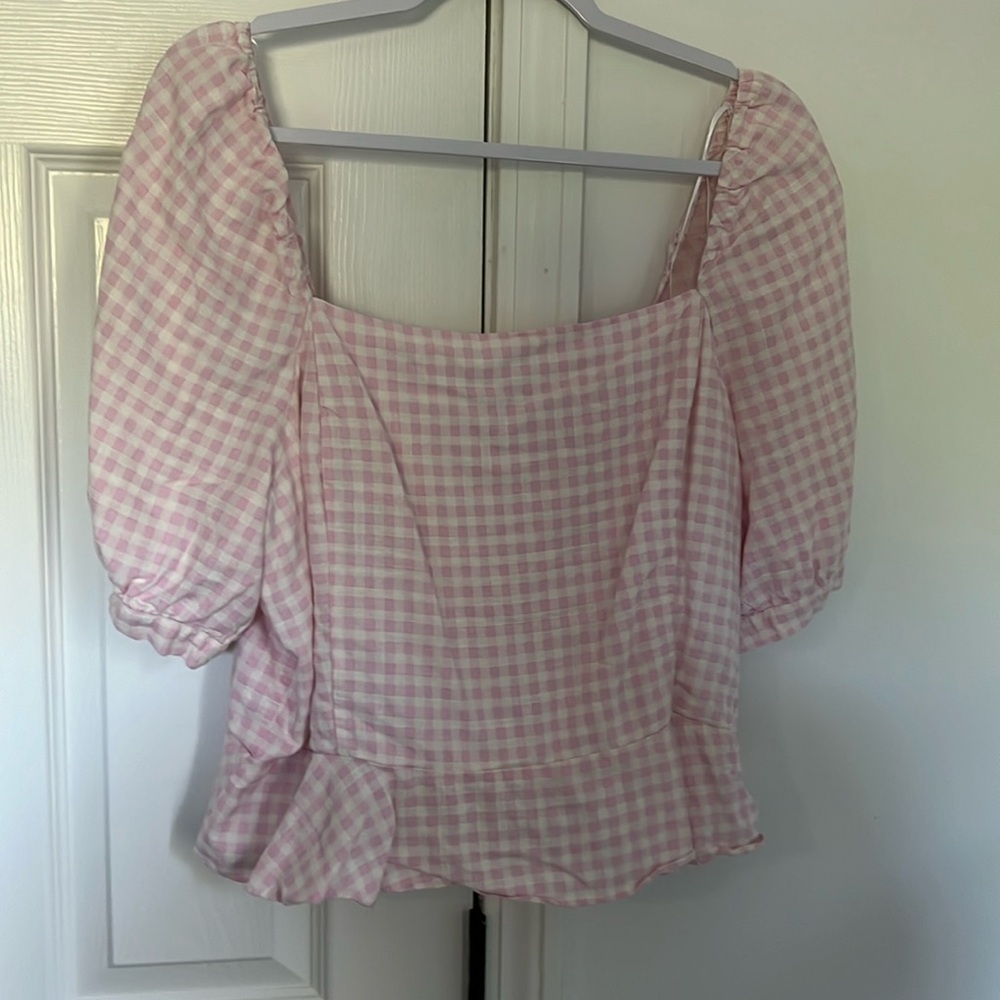 Draper James Pink Gingham Top